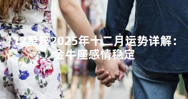12星座2025年十二月运势详解：金牛座感情稳定