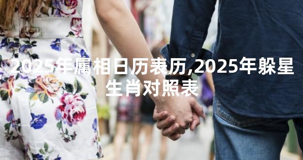 2025年属相日历表历,2025年躲星生肖对照表