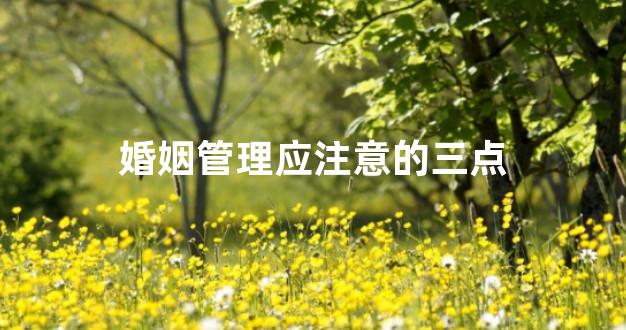 婚姻管理应注意的三点